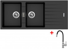 Sinks PERFECTO 1160 DUO Metalblack + Flexia 